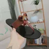 Europ Luxury Slide Summer Fashion Fashion Wide Sandals Sandálias Slipper Couro Mulheres Pearl Bee Decoration4377349