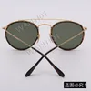 Mode Round Double Bridge Model Real Top Quality Women Men Sun Glasses With Black eller Brown Leather Case and Retail Package!