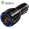 QC3.0 3.1A ricarica rapida Caricabatteria per auto Qualcomm Quick Charge Doppio telefono USB a ricarica rapida per telefono cellulare con borsa OPP