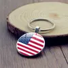 USA Stjärnor och Stripes Amerikanska flaggan Keychain Glamour Glass Dome Keyring Key Ring Punk Women Men Mode Accessoarer Keychain Souvenir Presenter