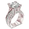 New Fashion Show Elegant Temperament Charming Jewelry Inlay Clear CZ Real Rhodium Plated Wedding Ring Wholesale