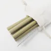 Pailles à boire 6pcs paille de bambou réutilisable vert brosse écologique fermer le sac décoration cadeau fête bar accessoires1