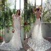 Matan Shaked 2019 Robes de mariée en dentelle 3D-Floral Appliques plume sirène robes de mariée sexy hors épaule dos ouvert plage robe de mariée