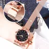 2019 STARRY SKY WATATES WIND FASHION MAGNET WATCED LADIES GOLDEN ARISTWATCHES LODES LOCK CLOCK Y19258W