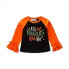 Baby Halloween T-Shirts 8 Colors Cotton Long Sleeve Cartoon Pumpkin Ghost Letter Printed Lace Top Kids Clothes Girls Tops 1-6T 04