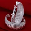 925 Sterling Silver Hoop örhängen Eleganta kvinnor Oval Fashion Costume Jewelry Big Trendy Net Earring318C