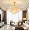 LED Modern K9 Crystal Chandeliers American Crystal Ghylelier Lights Hotel Dining Bed Bed Room Round Home Indoor Interior Lighting