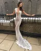 Sexig Berta Illusion Mermaid Bröllopsklänningar Brudklänningar 2021 Cap Sleeve Beach Deep V Neck Lace Appliqued Vestido de Novia