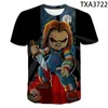 2020 de moda de verano Película de terror Chucky 3D Impreso camiseta de los hombres / mujeres Tops chica Único Ropa divertida del muchacho de manga corta camiseta