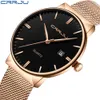 CRRJU 2018 Luxury Top Brand Watches Men rostfritt stål Mesh Band Fashion Quartz Watch Ultra Thin Clock Man Relogio Masculino