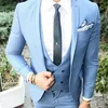 Bellissimi abiti da uomo blu per smoking da sposo da sposa, pantaloni da giacca slim fit a tre pezzi con un bottone, abiti da sposo su misura