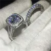 choucong Lovers set anello taglio cuscino 8ct diamante bianco riempito in oro 925 anelli di fidanzamento nuziale per le donne