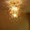입에 불어 유리 샹들리에 천장 Led 램프 골동품 가정 조명 장식 빛 앰버 샹들리에