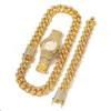 Nouvelle mode personnalisée 20 mm Gold Blinging Mens Cuban Link Chain Collier Bracelet Watch Set Hip Hop Rappeller Bijoux Rielry pour hommes