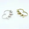 Goth Punk Gold Silver Black Rivet Conical Double Fingers Ring 2 couleurs Mélange 1PCS / Lot Unisexe Bijoux