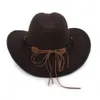Chapeau Fedora d'hiver pour hommes et femmes, tête de vache en métal, cowboy occidental, chapeau de jazz en laine, chapeau en feutre à large bord, Hats3463694