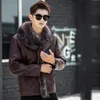 Shearling Coats Mens Winter Bontjassen Schapenvacht Lederen Jassen Windjack Bovenkleding Sneeuw Overjas Dikke Warme Mannelijke Kleding M-4XL Rood