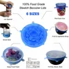 6st / set Silicone Stretch Sugpottlock Reusable Fresh Heeping Wrap Universal Seal Lock Pan Cover Stoppar CoverKitchen Verktyg