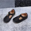 Kids 2018 Spring Baby Girl Genuine Highine T-Strap Flats Soft Soft Children Fashion Party Shoe Toddler Bink Dance Flat