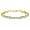 4mm Hip Hop Luxury 18K Bianco / Giallo Gold Fill Sparkling Cubic Zircon CZ Cluster Bracciale tennis Uomo Donna Gioielli per regalo di nozze per feste