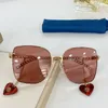 Najnowszy GG0721S Love-Heart Wisiorek Okulary przeciwsłoneczne dla kobiet UV400 60-18-135 Metalowa noga łańcuchowa + jednorazowa dekoracja fulletset futerset