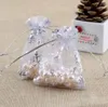 100pcs 8 * 10 polegadas Sheer Drawstring organza Jóias favor malotes de Natal Wedding Party Gift Bags (branco e vermelho)