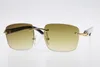 Großhandel randlose Brille New White Inside Black Buffalo Horn mit vertikalen Streifen Sonnenbrille 8200816 Randlose heiße Unisex-Brille mit Box