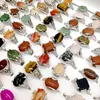 30 Pieces/lot Rainbow Natural Band Gem Stone Rings For Women Men Mix Bohemian Style Designs Couples Designer Jewelry Engagement Accessories Gift Wholesale