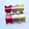 24 pcs Double Hair Bow Prince Cute Kids Girl Hairpins Faux Glitter Felt Litchi Stria Baby PU Leather Hair Grip Stripe Gold Clip Barrettes