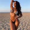 Kadınlar Mayo Pullu Yapay elmas Push Up Bikini Seti Bra Mayo Yaz Beach Wear parça bikini Mayo