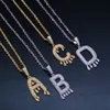 Hip-hop ice out a-z sans nom personnalisé goutte lettre collier chaîne or argent cubique zircon bijoux