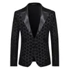 Mens Sliver Sequins Plaid Suit Blazer Jacket Slim Fit One Button Blazer Men DJ Club Stage Singer Suit Jacket Male Hombre286b