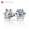 Gigajewe ef color vvs1 orecchini tagli a taglio rotondo totale Test di diamante da 4,0 ct superati moissanite 18k oro oro a 925 orecchini d'argento femminile regalo GMSE-008