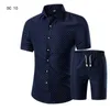 Heren Shirt Set Grote Size Shirt Shirt Afdrukken Mens Zomer Nieuwe Ronde Kraag Shorts Suit