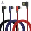 500pcs / parti 1m kabel 90 grader L-formad tyg flätad tygduk USB-datakabeltyp-C Android-kabel för Xiaomi Samsung