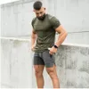 New Trend Casual T-shirt Gym Black white Army green Breathable Men T Shirt Short Sleeve High Quality Men clothing With M-XXL