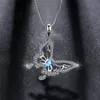 Fashion Butterfly Necklaces Wing Pendants Chain Crystal Rhinestone 925 Silver Women Clavicle Necklace Pendant Charm Blue Jewelry for Girls