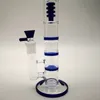 3 färger rakt rörglas bong trippel perkolator olja dab rigstrar fågelbur Perc tjock glas bongs vattenrör 18mm fog med skål