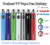 Pré-aqueça VV EGO 510 bateria de rosca Ugo Micro USB PassThough 650 900 Mah Vape Pen