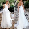Lace Dresses Gorgeous Boho Spaghetti Straps Applique Sweep Train Backless Custom Made Beach Wedding Bridal Gown Vestido De Novia