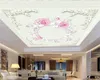 ウォールペーパーピンクホワイトローズリースリビングルームベッドルームゼニス装飾シルク壁画壁紙