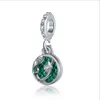 Passar Pandora Armband 20st Green Mermaid Enamel Silver Charms Bead Charm Pärlor för Partihandel DIY European Sterling Halsband Smycken