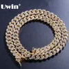 Uwin 9mm Micro Pave Iced CZ Cuban Link Necklaces Chains Gold Color  Bling Bling Jewelry Fashion Hiphop For Men