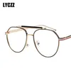 LYCZZ Occhiali rotondi con montatura grande in metallo Montature per occhiali vintage decorative Lenti trasparenti ottiche ultraleggere Occhiali retrò Uomo Donna