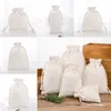 Drawstring Pouch Bags Canvas Cotton Reusable Shopping Bag Party Candy Favor Sack Cotton Gift Packaging Storage Bags WX9-1489