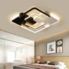 Lustre LED Lustre Salon Chambre d'onde carrée Lustre Lampe Blanc Noir Lustre Avize Lustres