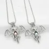 Neue Ankunft Silber Farbe Kreative Fledermaus Perle Käfig Anhänger Parfüm Medaillons Ätherisches Öl Diffusor Halskette Schmuck Charms