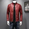 HCXY 2019 Autumn Men's Leather Jackets Coats Men Outwear High quality PU Leather Windproof Waterproof Slim Fit College Luxury V191202