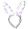 Pluszowy nadziewane LED Rabbit Hairband Shine Cat Ear Horn Crown Lovely Easter Hair Hoop Miga światła Bunny Girl Boże Narodzenie rekwizyty