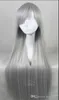 New Harajuku 80cm Long Gray Hair Costume Party Wig Straight Silky Wig Cosplay